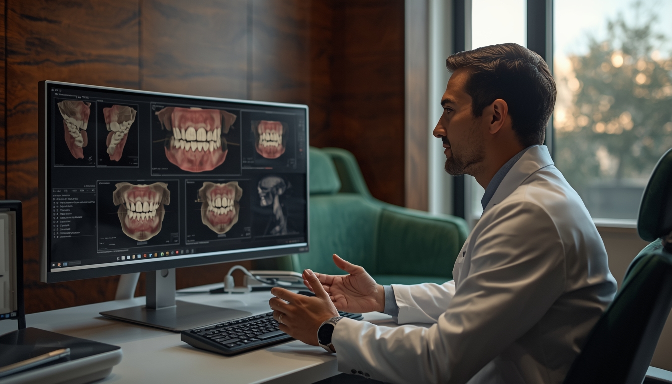 Especialista de Sonrisa Viva analizando el escáner 3D del paciente antes de proponer un tratamiento